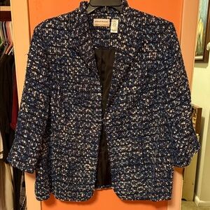 Alfred Dunner Blue and White Tweed Blazer